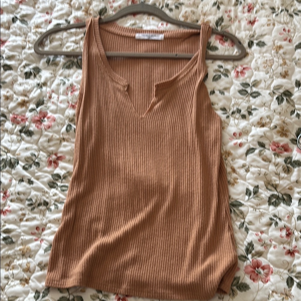 Project Social Ribbed Tan Sleeveless Top